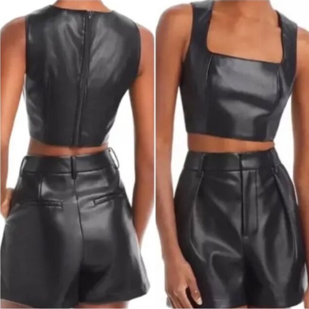 7 for all mankind cropped faux leather top